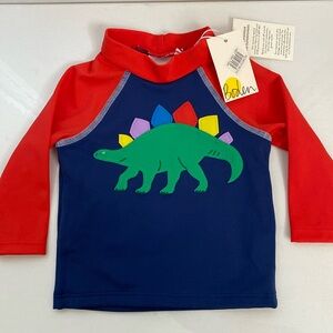 NWT 🦕 Baby Boden Deep Sea Dinosaur Long Sleeve Rash Guard Shirt Sun Safe 3-6M